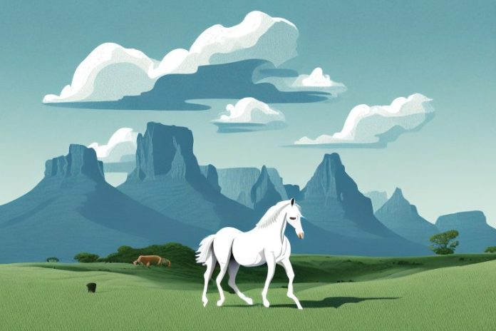 A horse in a scenic landscape of the western cape