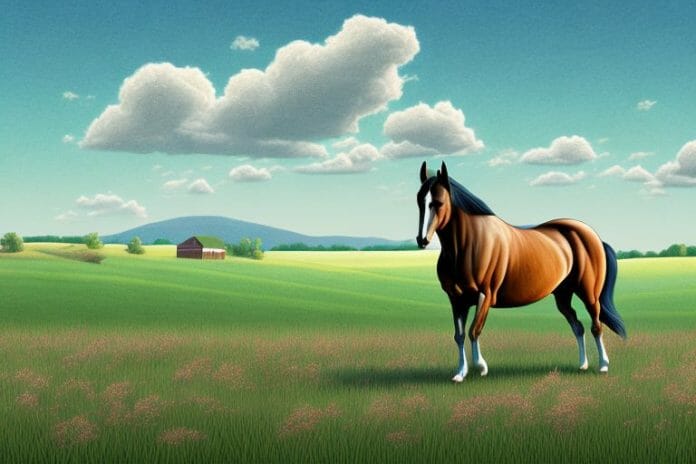 A tennessee walking horse in a field