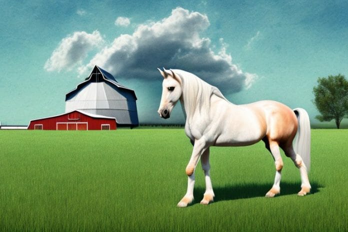 An andalusian horse in a field