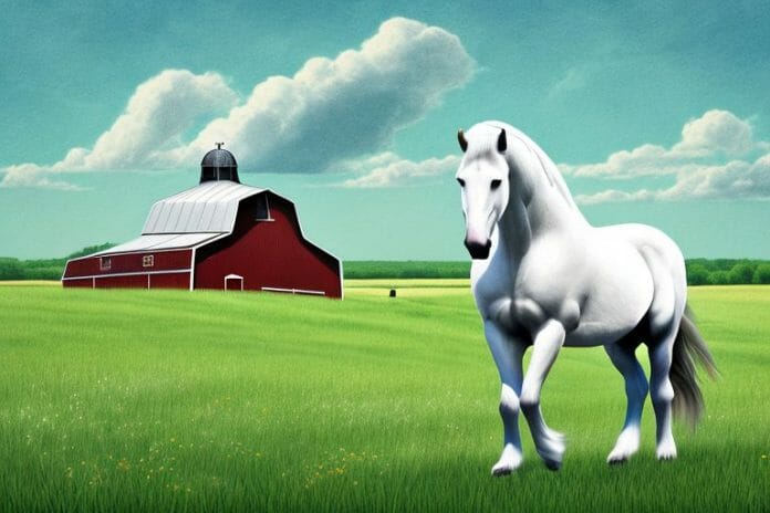 A percheron horse in a field