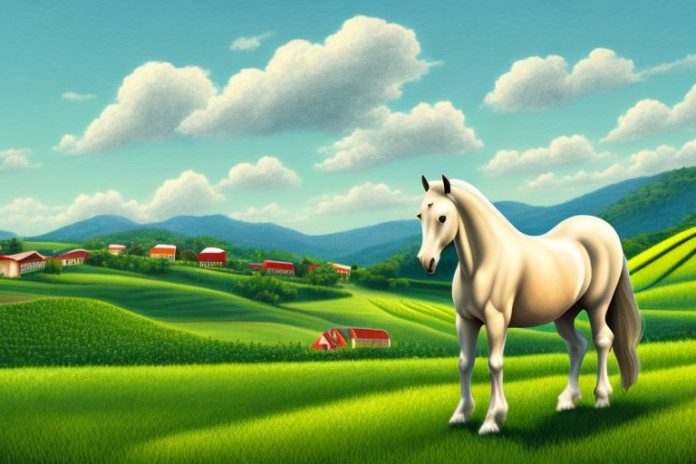 A cob horse in a rural setting