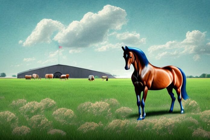 A hanoverian horse in a field
