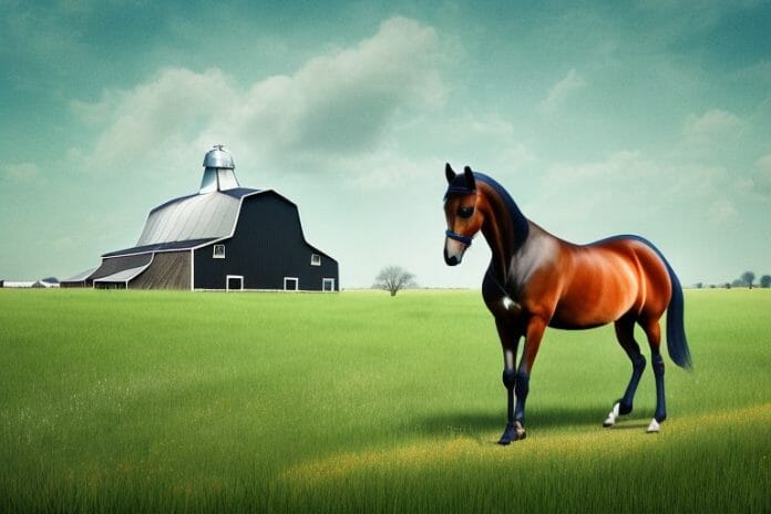 A dutch warmblood horse in a field