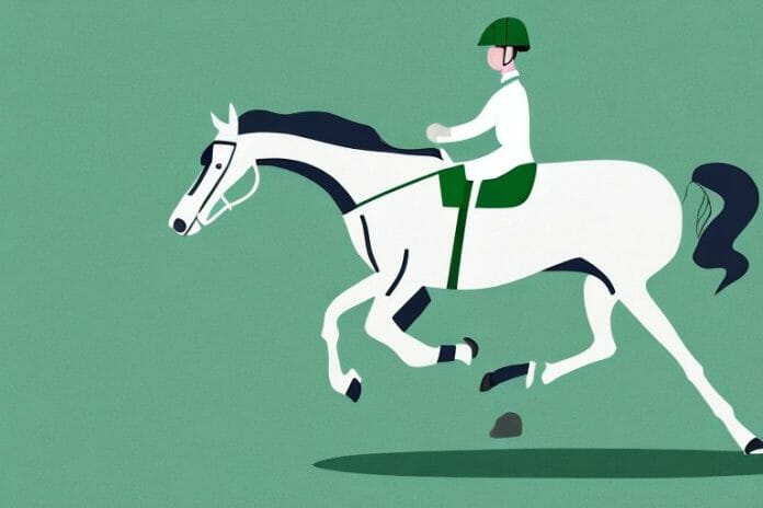 An irish sport horse in a natural landscape