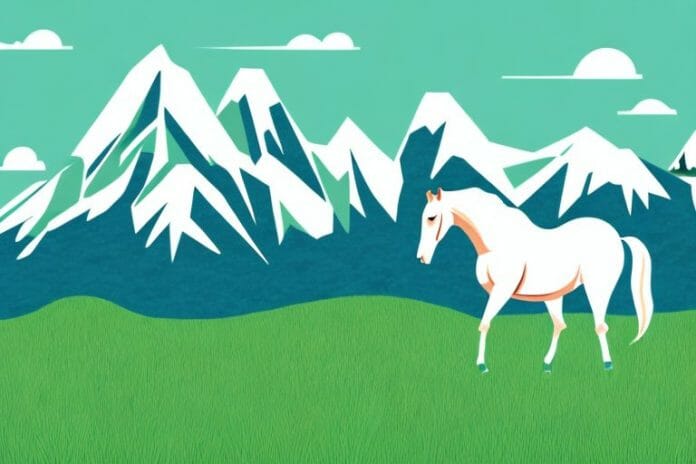 A horse in a grassy field