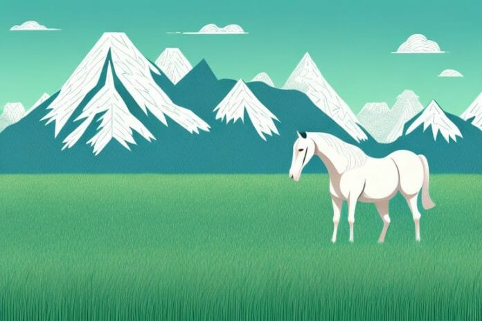 A horse in a field of tall grass