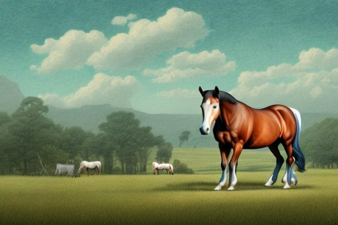 An american quarter horse in a rural landscape in pinetown