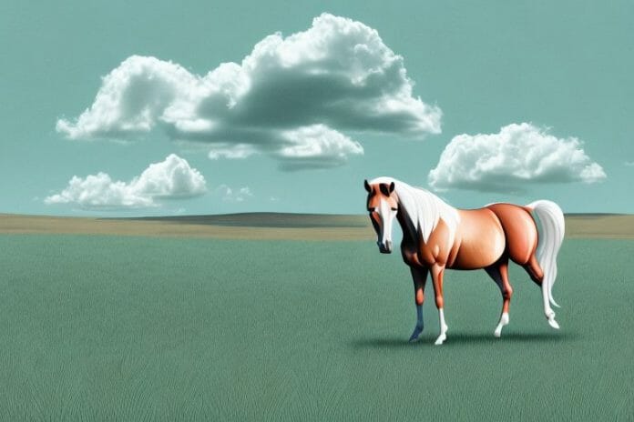 A horse in an open field in the eastern cape of south africa
