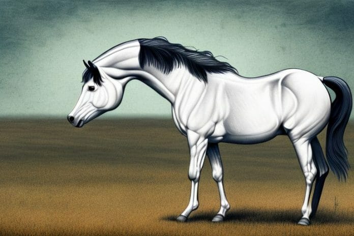 An american quarter horse in a rural setting in south africa