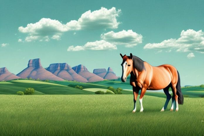 A horse in a field with a virginia