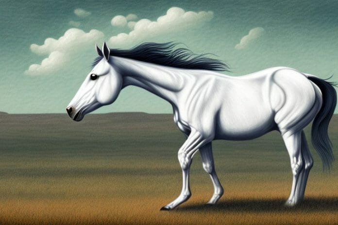 An american quarter horse in a rural south african landscape