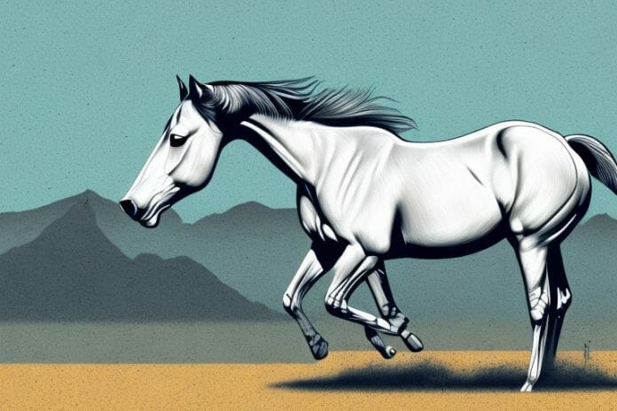 An american quarter horse in a south african landscape