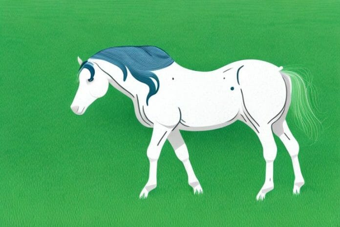 A beautiful american quarter horse grazing in a lush green field in polokwane