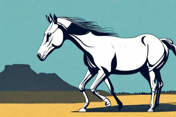 An american quarter horse in a south african landscape