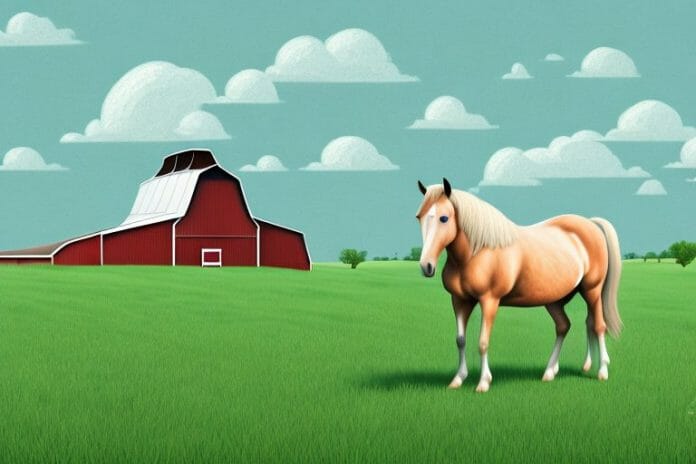 A beautiful american quarter horse in a field of lush green grass