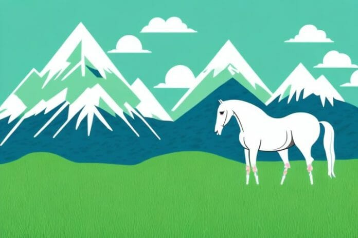 A horse in a grassy field