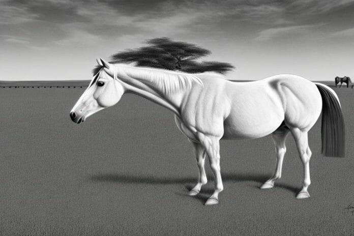 An american quarter horse in a rural setting in northern cape