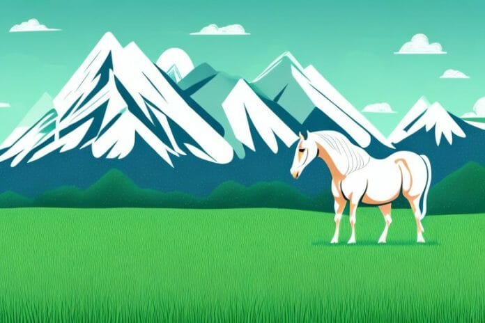 A horse standing in a field of grass