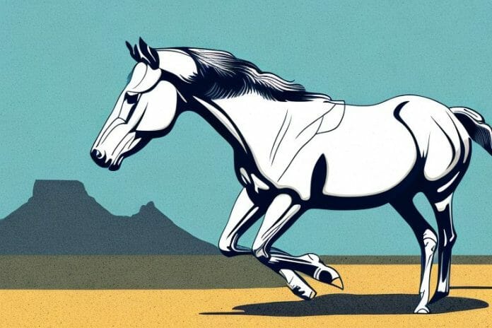 An american quarter horse in a south african landscape