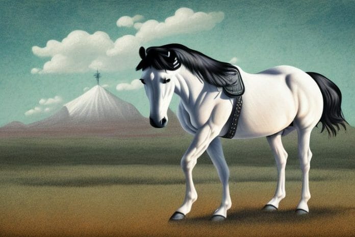An american quarter horse in a rural south african landscape