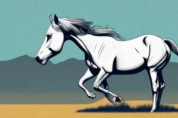 An american quarter horse in a south african landscape