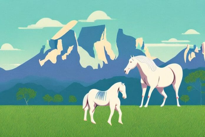 A horse in a field with a backdrop of the stellenbosch mountains