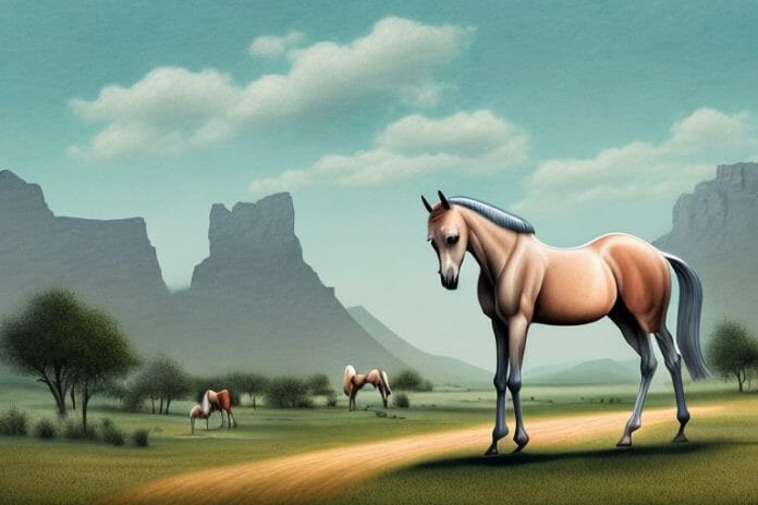 An arabian horse in a rural landscape in pinetown