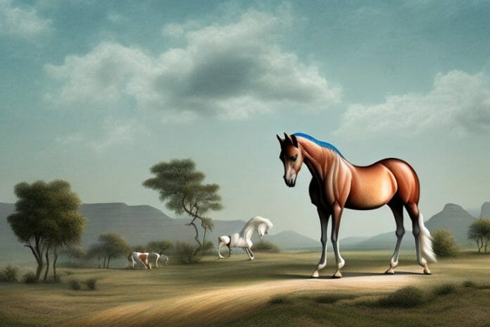 An arabian horse in a rural landscape in east london