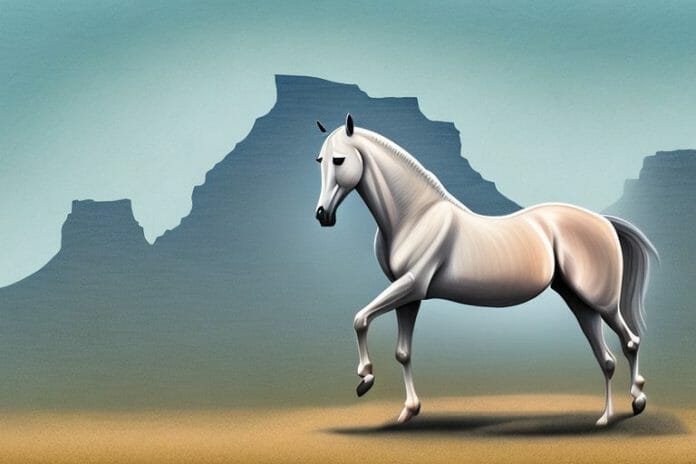 An arabian horse in a rural south african landscape