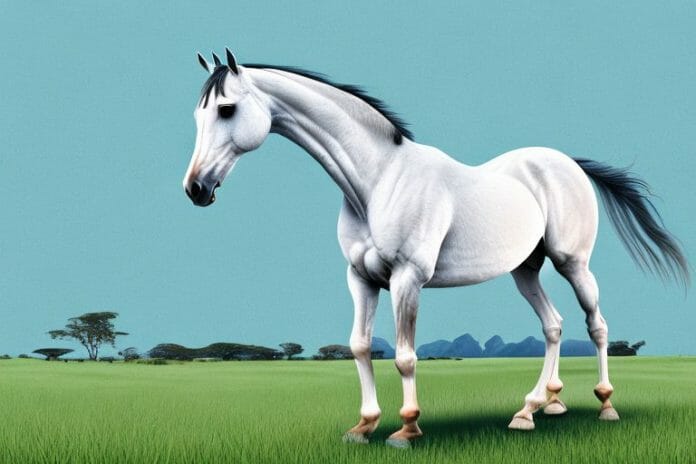 An arabian horse grazing in a field in butterworth