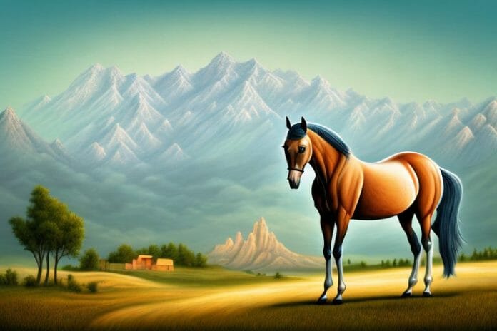 An arabian horse in a rural setting
