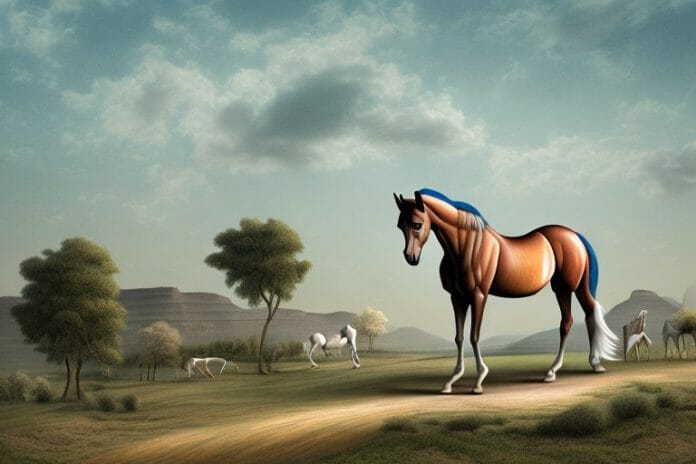 An arabian horse in a rural landscape in vereeniging