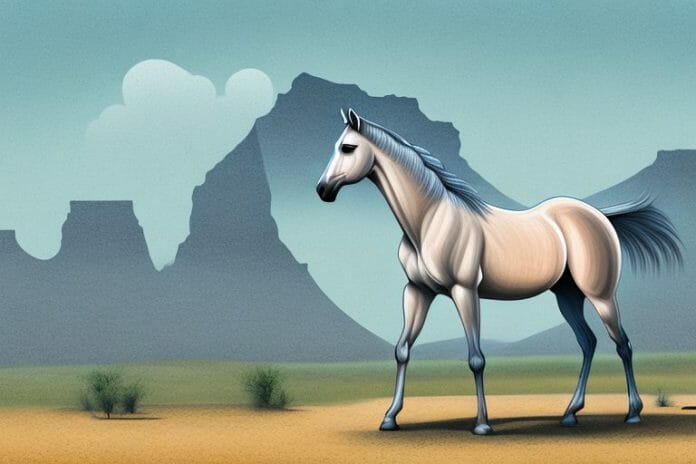 An arabian horse in a rural south african landscape