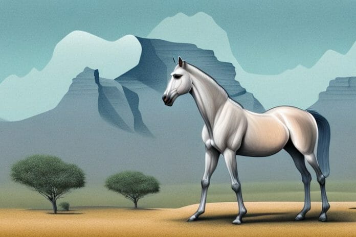 An arabian horse in a rural south african landscape