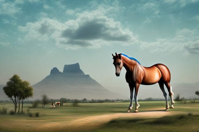 An arabian horse in a rural landscape in secunda