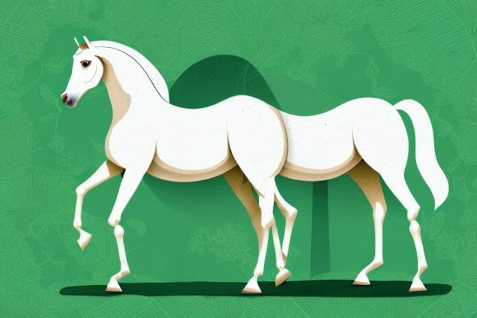An arabian horse standing in a lush