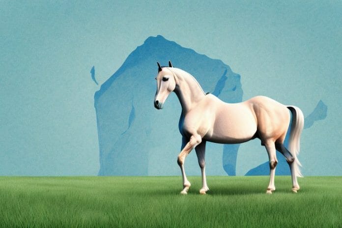 An arabian horse in a field in orkney