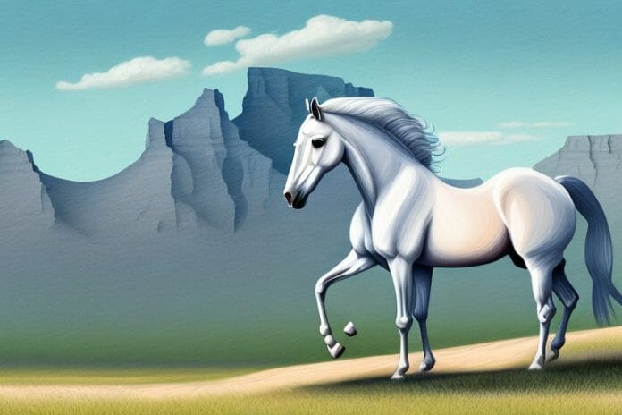 An arabian horse in a scenic landscape of the western cape
