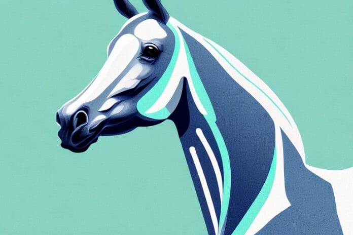 A thoroughbred horse in a margate