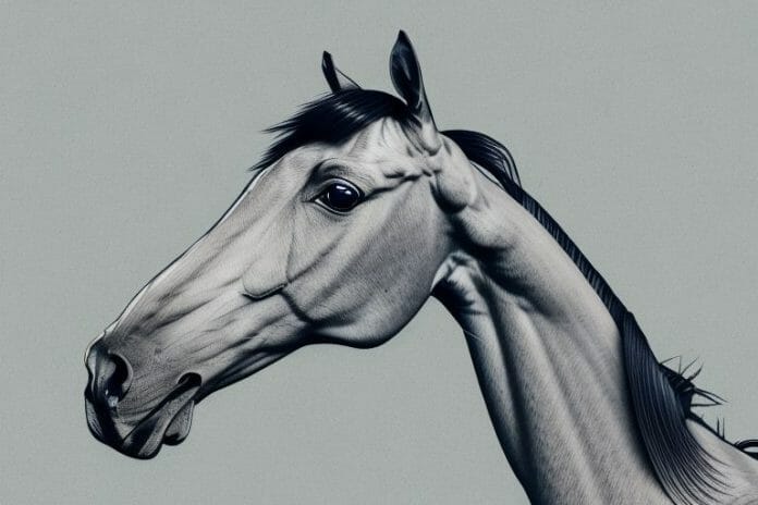 A thoroughbred horse in a rural setting in parys