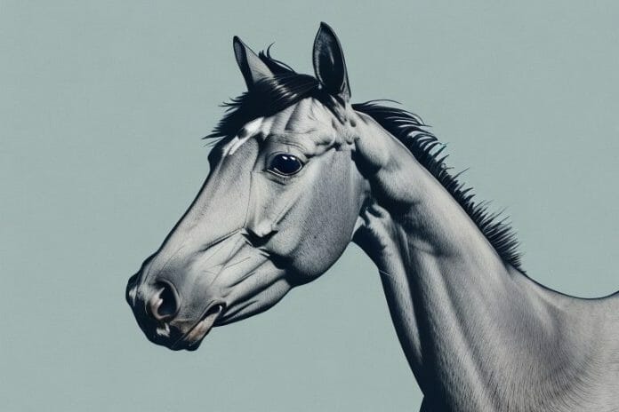 A thoroughbred horse in a field in upington