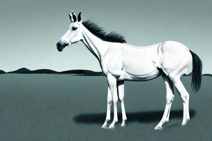 A thoroughbred horse standing in a field in springbok