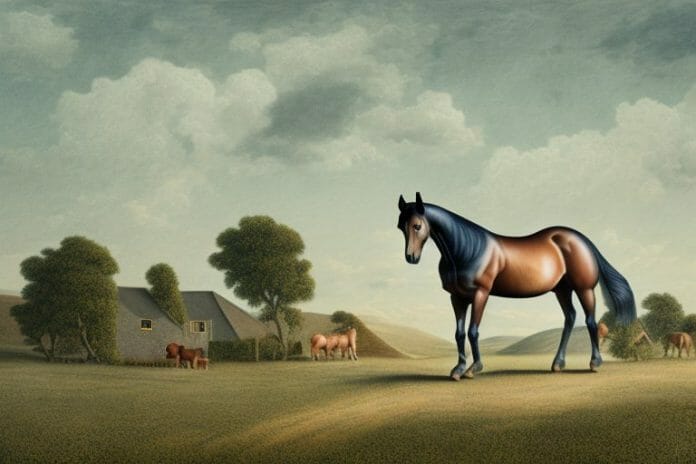 A morgan horse in a rural landscape in margate