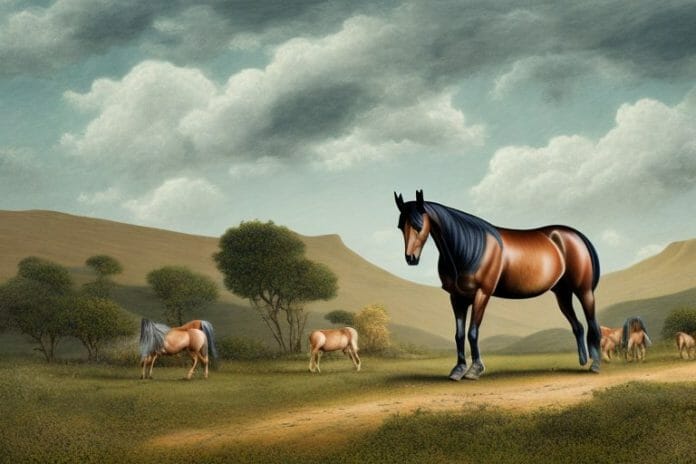 A morgan horse in a rural landscape in the eastern cape