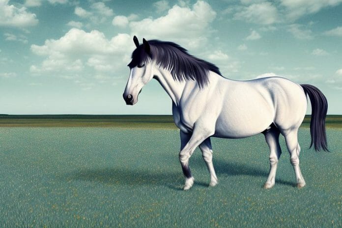 A morgan horse in a field in bisho