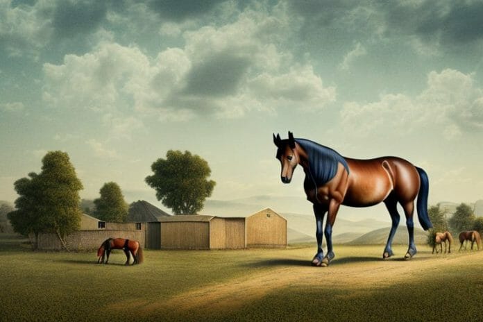 A morgan horse in a rural landscape in sasolburg
