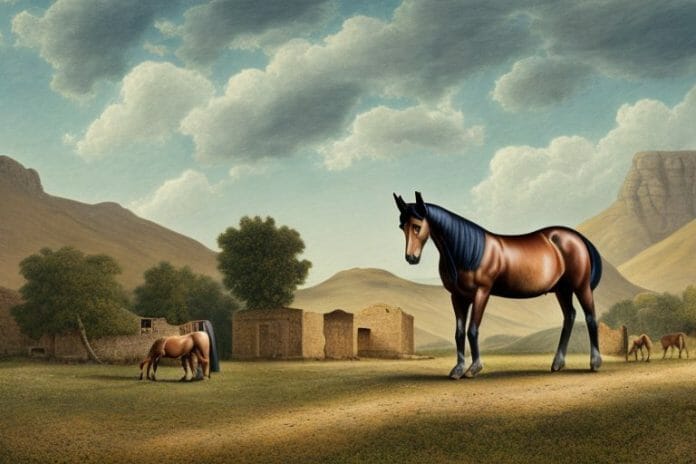 A morgan horse in a rural landscape in bethlehem