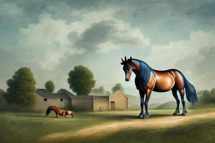 A morgan horse in a rural landscape in roodepoort