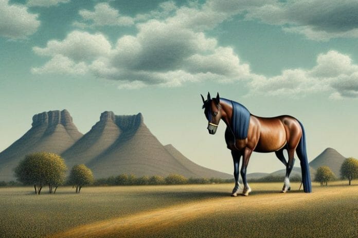 A morgan horse in a rural south african landscape