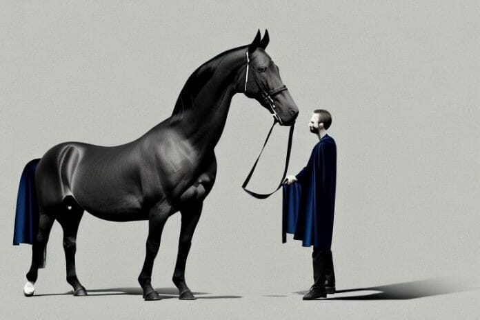 A morgan horse with its owner in a cape town